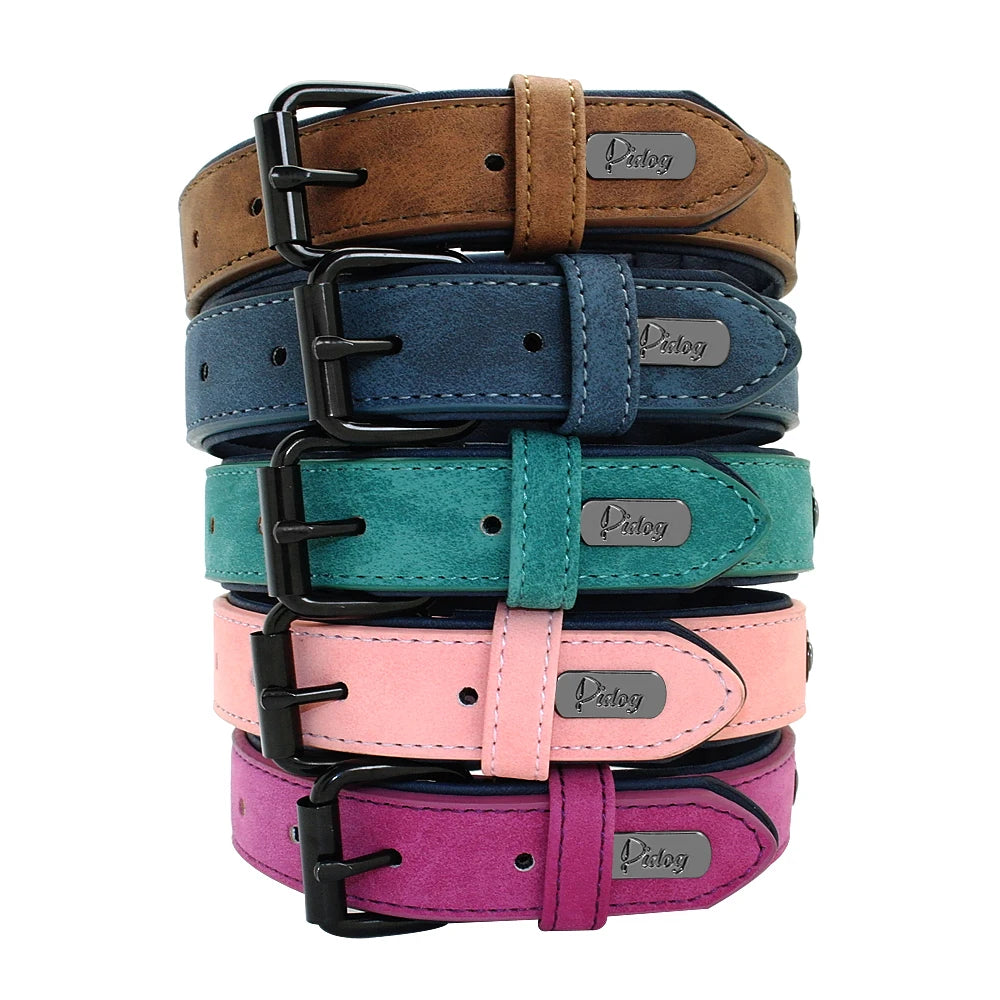 Soft Dog Collars Leather Padded Big Dog Pitbull Bulldog Collar Adjustable for Small Medium Large Dogs Beagle Collar Para Perro