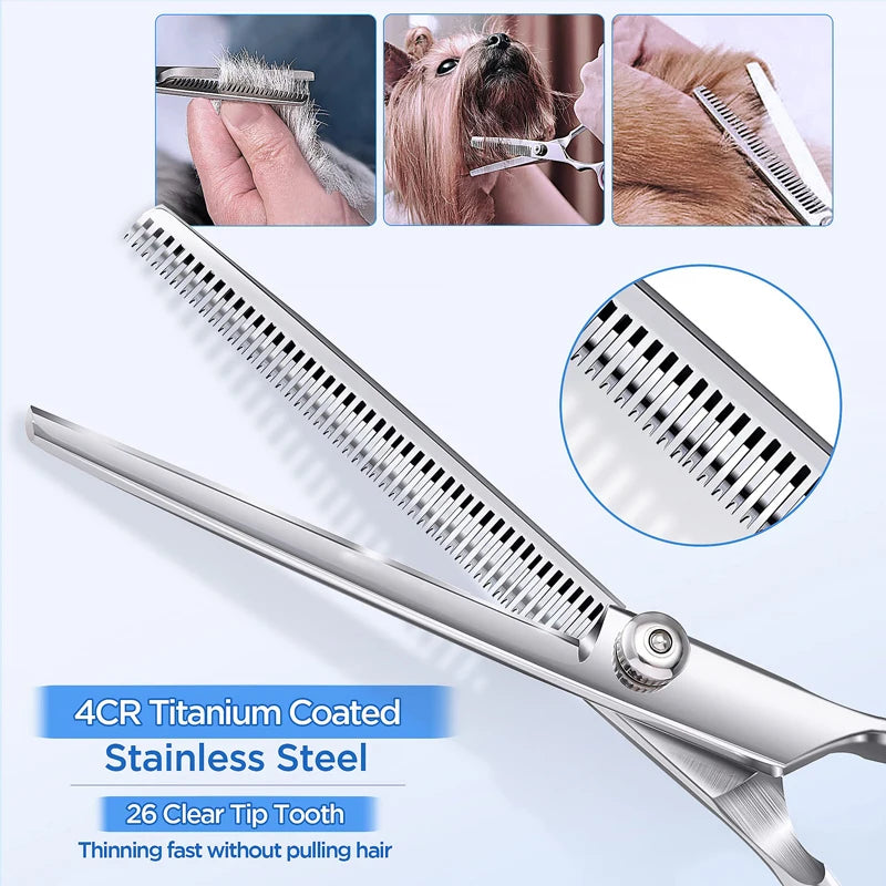 6 in 1 Professional Stainless Steel Sharp Safety round Tip Dog Scissors Heavy Duty Ergonomic Puppy Pet Grooming Scissor