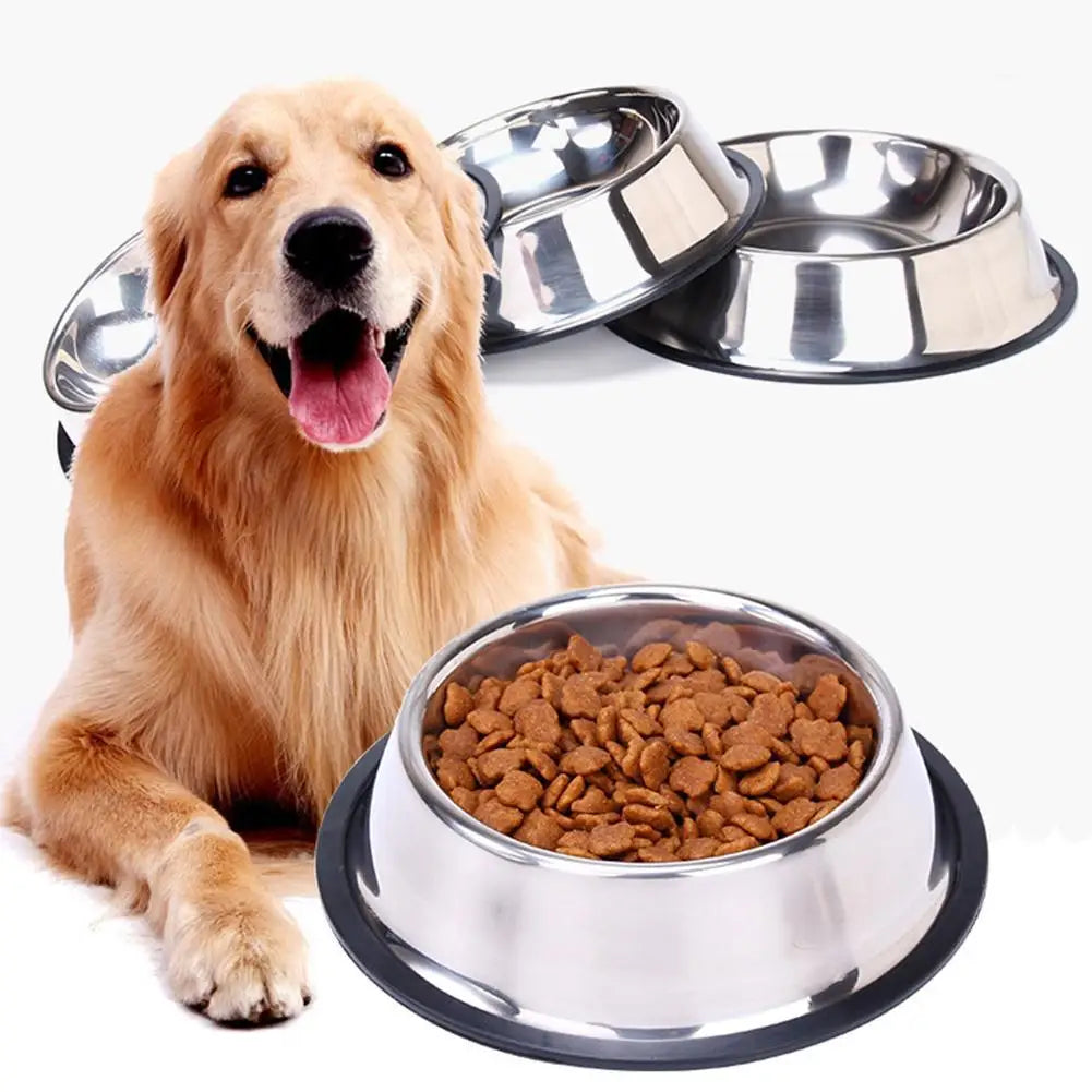 Steel Pet Dog Bowl Feeder Skidproof Anti-Ant Food Water Drink Dishes Feeder Dog Bowls Food Accessories Pet Supplies