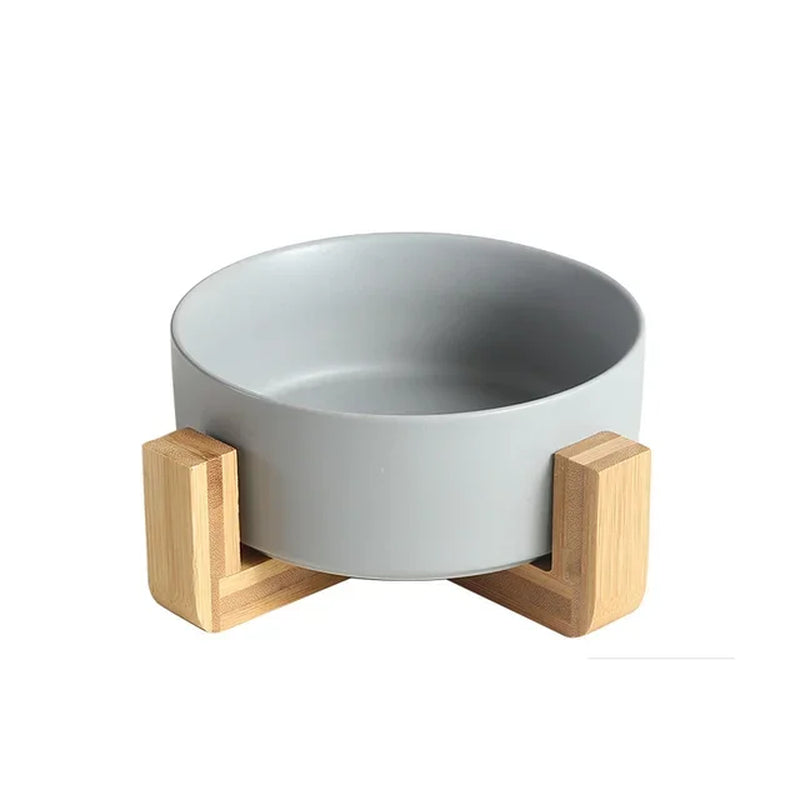 Ceramic Dog Bowl Cat Food Water Bowls with Wood Stand No Spill Large Feeder Dish for Dogs Cats Feeding Puppy Bowls Pet Supplies
