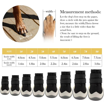 Dog Shoes for Large Size Dogs, Waterproof Medium Large Dog Boots, for Hot Pavement Winter Snow Hiking Breathable Elastic