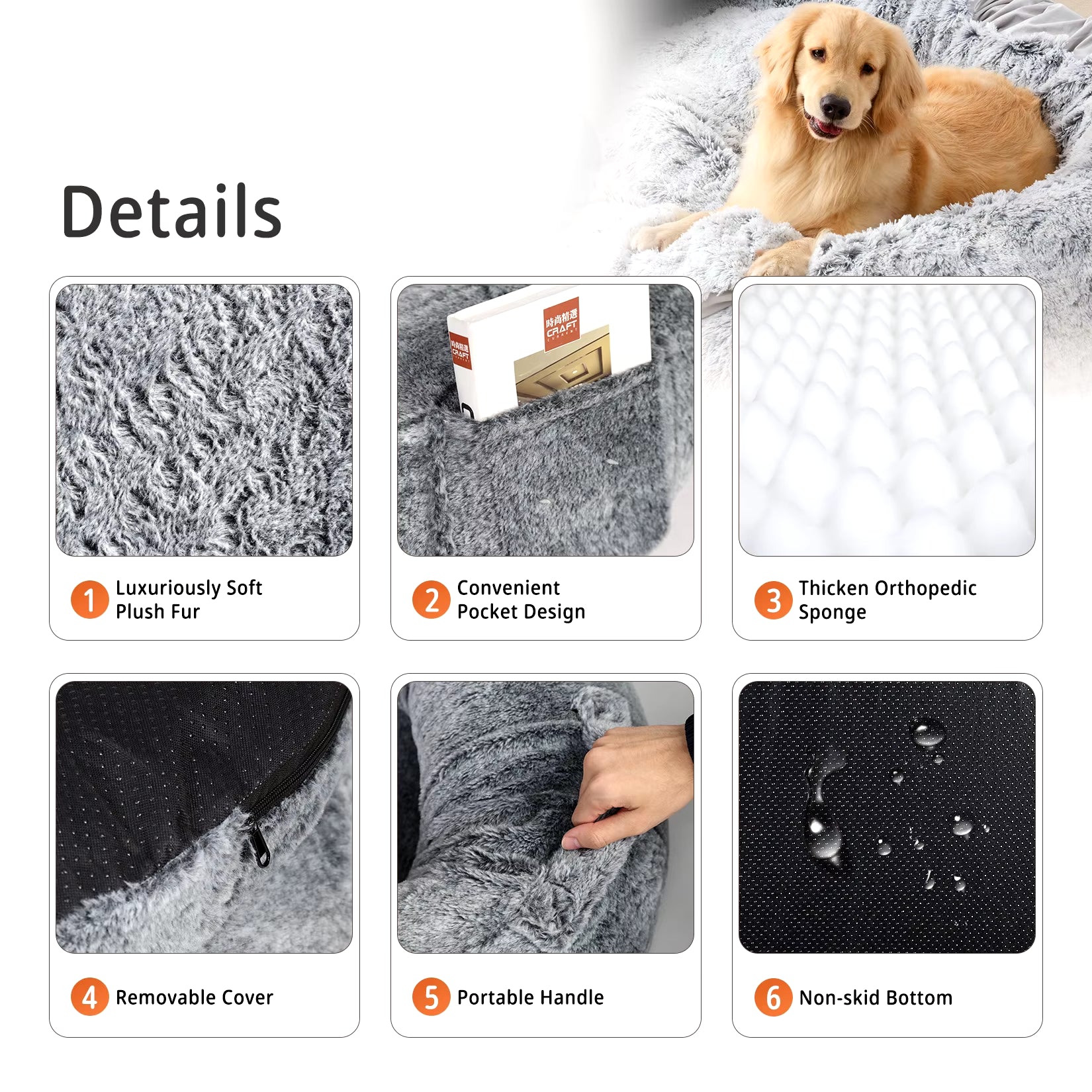 Large Human Dog Bed 66"X43"X17" Human-Sized Big Dog Bed for Adults&Pets Giant Beanbag Bed with Washable Fur Cover and Blanket