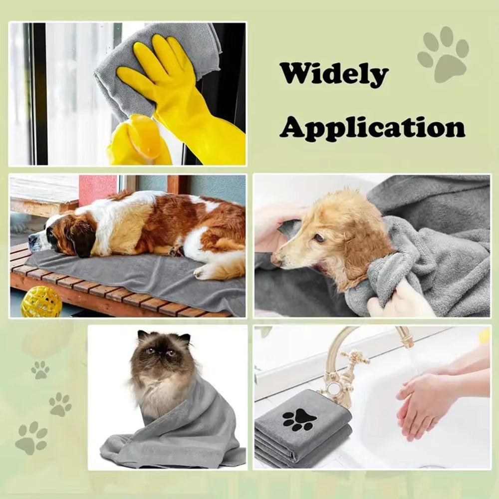 Microfiber Bath Embroidered Super Soft Absorbent Quick Thick Dog Cat Blanet for Dogs Batoe Grooming