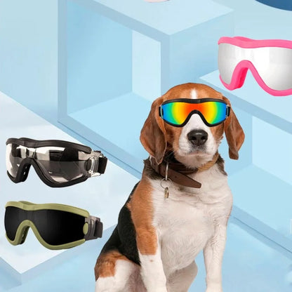 Cool Adjustable Strap Dog Goggles UV Resistant Waterproof Dog Sunglasses Windproof Anti-Fog Pet Glasses Travel