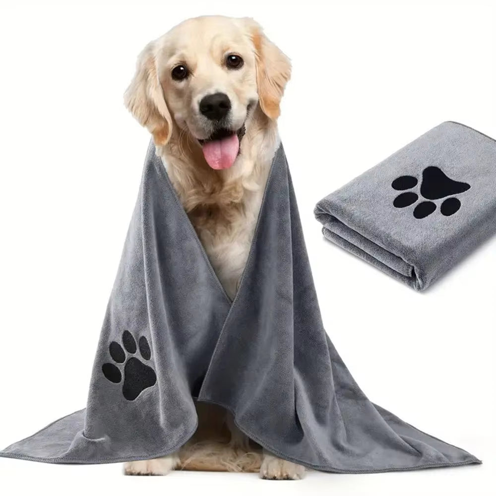 Microfiber Bath Embroidered Super Soft Absorbent Quick Thick Dog Cat Blanet for Dogs Batoe Grooming