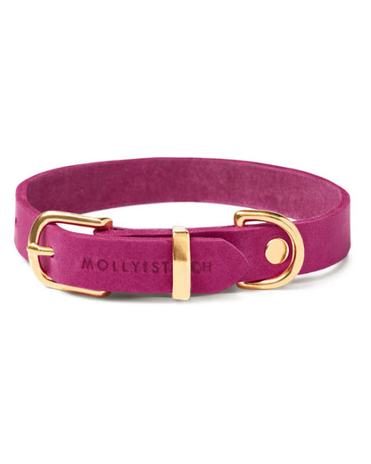 Butter Leather Dog Collar in Flamingo (Made in Austria)