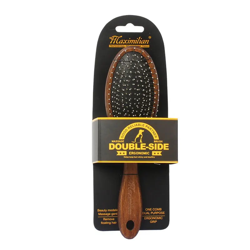 Double Faced Dog Comb Wooden Handle Long Hair Short Hair Puppy Cat Brush Massage Bath Brush Pet Grooming Tools Dog Accessories
