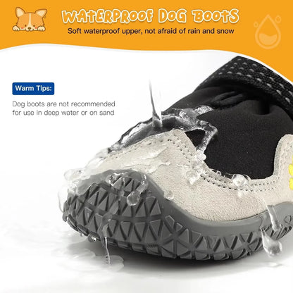 Dog Shoes for Large Size Dogs, Waterproof Medium Large Dog Boots, for Hot Pavement Winter Snow Hiking Breathable Elastic
