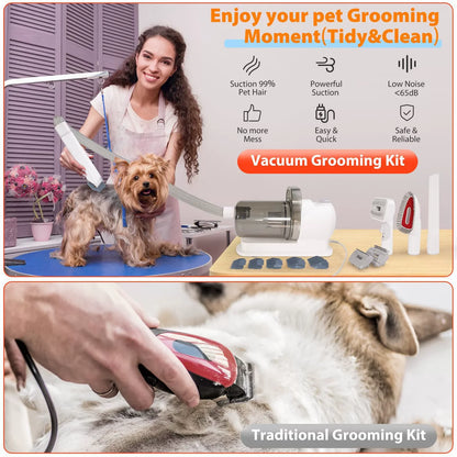 Pet Grooming Vacuum & Dog Grooming Kit with 2.5L Capacity Larger Pet Hair Dust Cup Dog Brush for Pet Hair Vacuum Cleaner