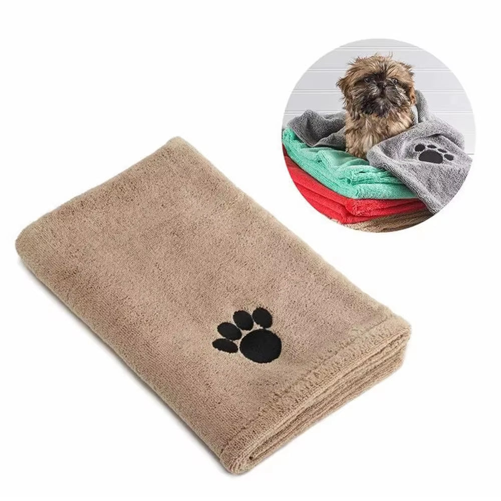 Microfiber Bath Embroidered Super Soft Absorbent Quick Thick Dog Cat Blanet for Dogs Batoe Grooming