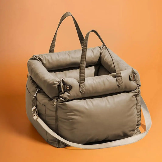 Pet Outing Lathe Luxury Faux Leather Dog Car Seat/Cat Car Bed/Booster Bed Pet Booster Car Seat Dog Cat Travel Seat